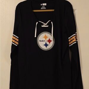 Pittsburgh Steelers Women's Lace Up Long Sleeve T